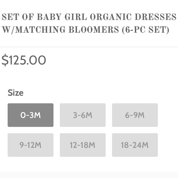 SET OF BABY ORGANIC DRESSES W/BLOOMERS (6-PC SET) - Picture 2 of 7